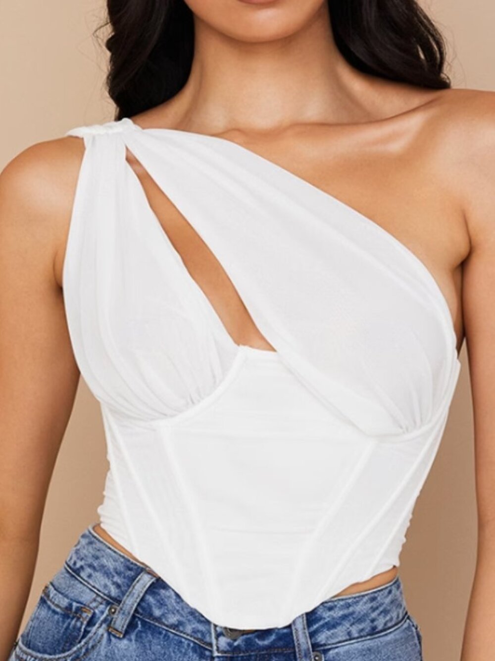 House of CB Jemima white mesh cutout corset